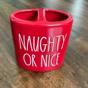 Rae Dunn Naughty or Nice Christmas Brush Holder